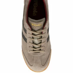 Gola Grey/ / Dark Brown/ Deep Red Harrier Suede Lace-Up Trainers -Gola Shop unnamed file 1026