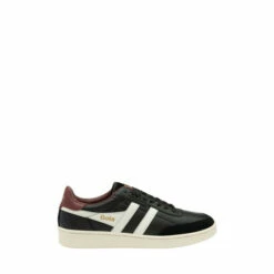 Gola Black/ White/ Red Contact Leather Lace-Up Trainers