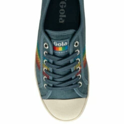 Gola Blue Denim Ladies' Coaster Rainbow Stitch Canvas Lace-Up Trainers -Gola Shop unnamed file 1255