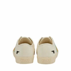 Gola White Ladies' Coaster Rainbow Stitch Canvas Lace-Up Trainers -Gola Shop unnamed file 1274