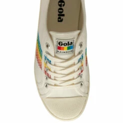 Gola White Ladies' Coaster Rainbow Stitch Canvas Lace-Up Trainers -Gola Shop unnamed file 1275