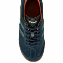 Gola Navy Blue/ Sage Green/ Orange Harrier Suede Lace-Up Trainers -Gola Shop unnamed file 498