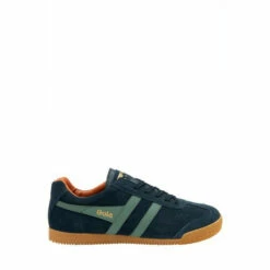Gola Navy Blue/ Sage Green/ Orange Harrier Suede Lace-Up Trainers -Gola Shop unnamed file 499