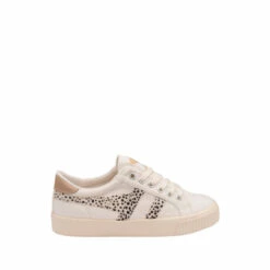 Gola White Cheetah Tennis Mark Cox Safari Canvas LaceUp Trainers