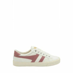 Gola Off White/Dusty Rose Tennis Mark Cox Canvas Lace-Up Trainers