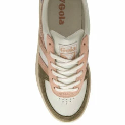 Gola Off White/Khaki Green/ Rose Gold Ladies' Grandslam Quadrant Lace-Up Trainers 5 Gola Off White/Khaki Green/ Rose Gold Ladies' Grandslam Quadrant Lace-Up Trainers -Gola Shop unnamed file 80