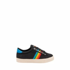 Gola Black Tennis Mark Cox Rainbow II Canvas LaceUp Trainers